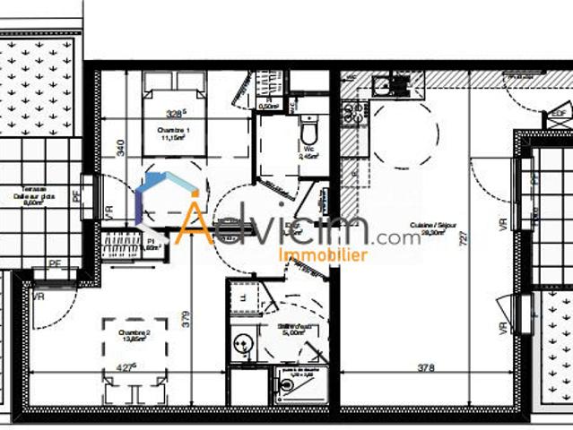 Appartement 3 pièces 69 m²