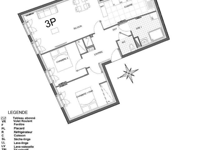 Appartement 3 pièces 69 m²