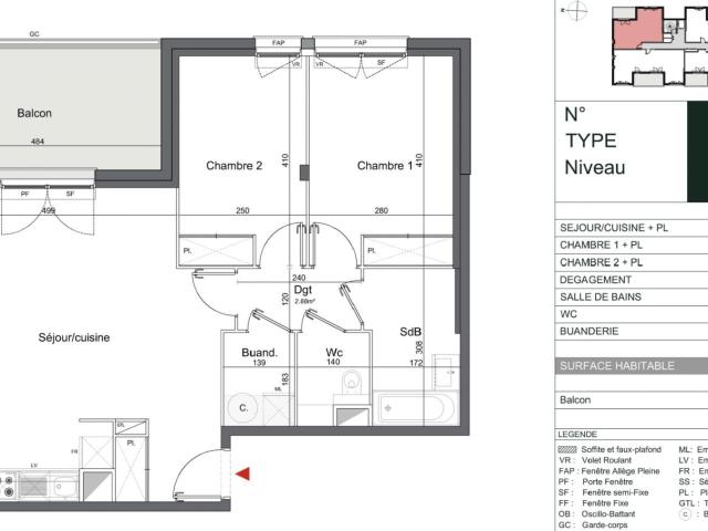 Appartement 3 pièces 69 m²