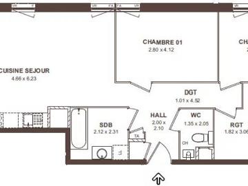 Appartement 3 pièces 73 m²