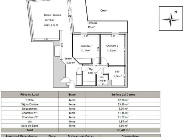 Appartement 3 pièces 71 m²