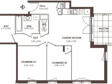 Appartement 3 pièces 71 m²