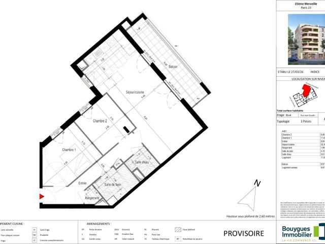 Appartement 3 pièces 71 m²