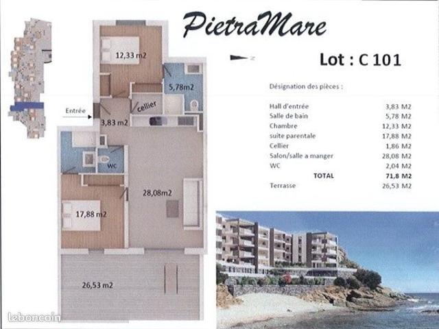 Appartement 3 pièces 72 m²