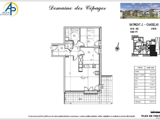 Appartement 3 pièces 72 m²