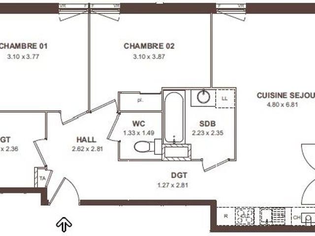 Appartement 3 pièces 77 m²