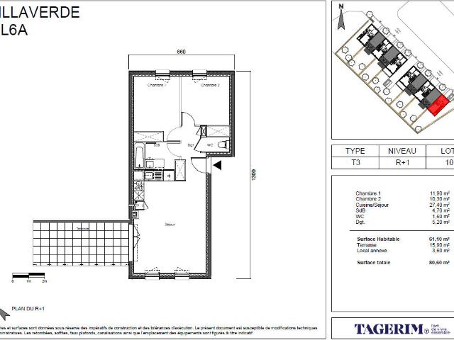Appartement 3 pièces 61 m²