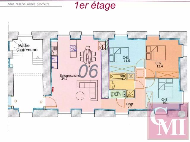 Appartement 3 pièces 82 m²