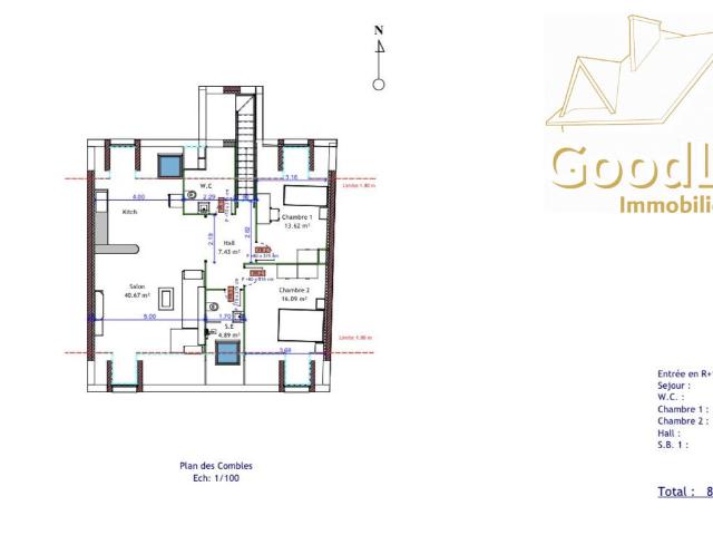 Appartement 3 pièces 88 m²