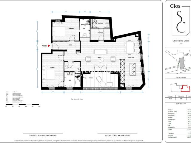 Appartement 3 pièces 111 m²