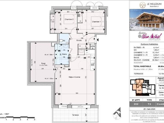 Appartement 3 pièces ATTIQUE de 95 m² + Terrasse, Parking, C. 96m² Abondance