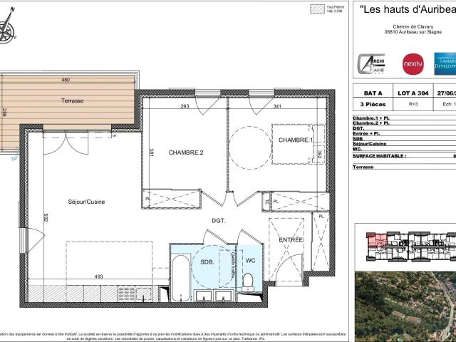 Appartement 3 Pièces avec double stationnements en sous sol 65m² Auribeau sur Siagne