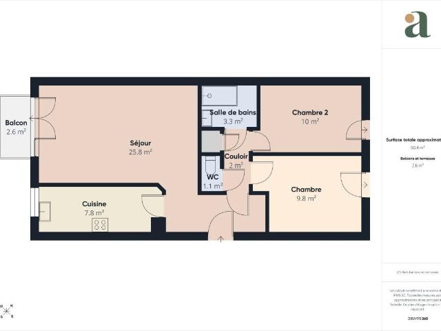 Appartement 3 pièces dernier étage avec balcon sans vis à vi. 60m² Argenteuil