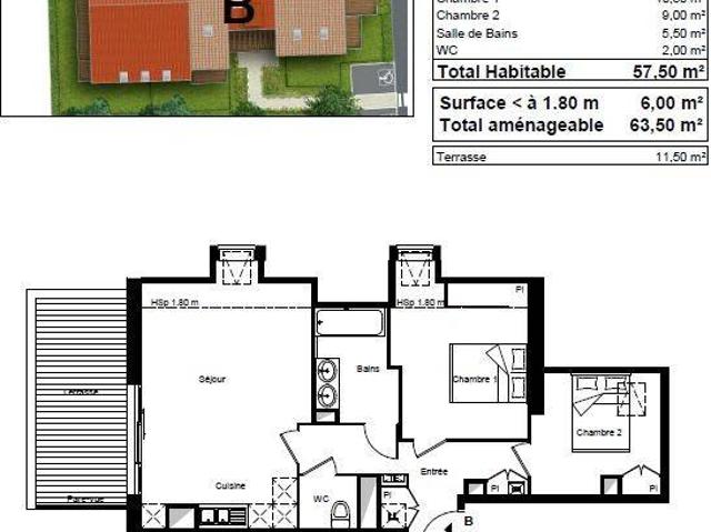 Appartement T3 57.5m2 à louer à Bassens | Pichet