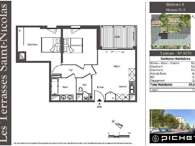 Appartement T3 55m2 à louer à La rochelle | Pichet