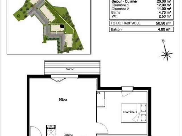 Appartement T3 56.5m2 à louer à Cenon | Pichet