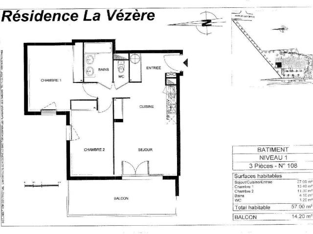 Appartement T3 55.1m2 à louer à Terrasson lavilledieu