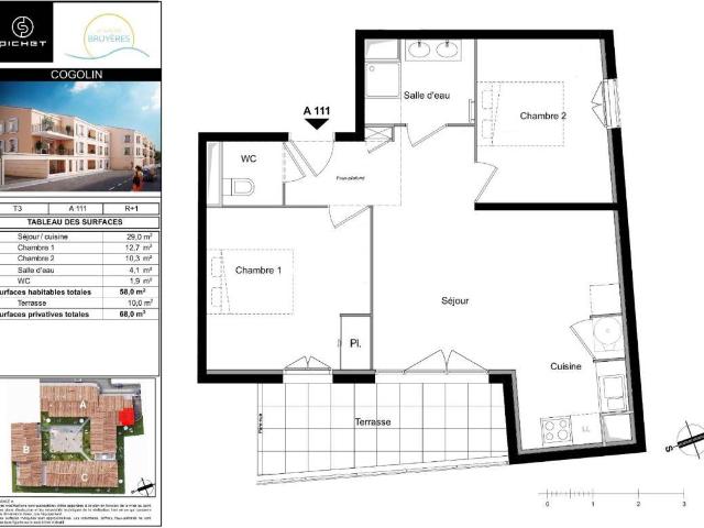 Appartement T3 58m2 à louer à Cogolin | Pichet