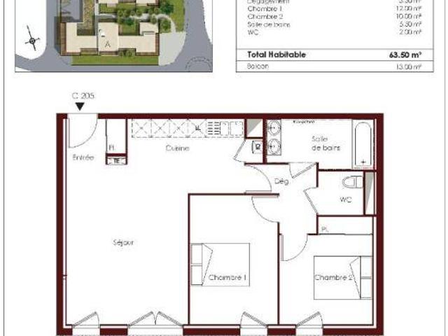 Appartement T3 63.5m2 à louer à Thouaré sur loire