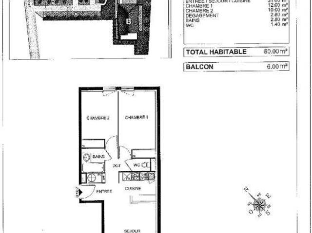 Appartement T3 60m2 à louer à Bergerac | Pichet