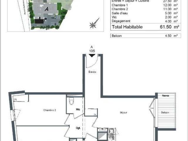 Appartement T3 61.5m2 à louer à Nantes | Pichet