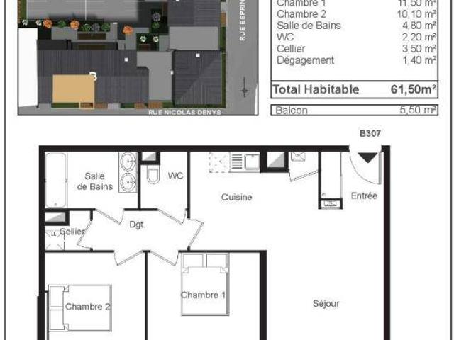 Appartement T3 61.5m2 à louer à La rochelle | Pichet