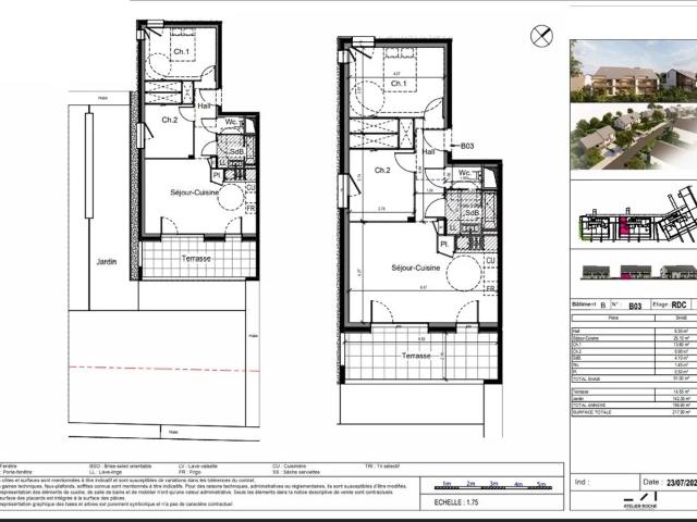 Appartement T3 61.30m² SERGY