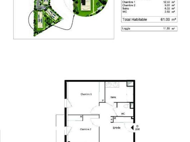 Appartement T3 61m2 à louer à Cenon | Pichet