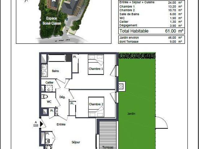 Appartement T3 61m2 à louer à Pessac | Pichet