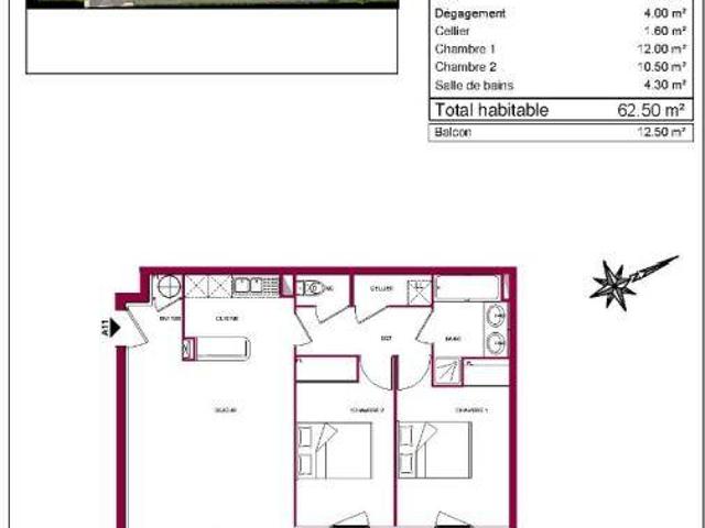 Appartement T3 62.5m2 à louer à Artigues près bordeaux