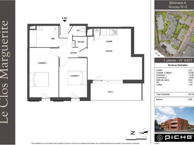 Appartement T3 62.5m2 à louer à Seclin | Pichet