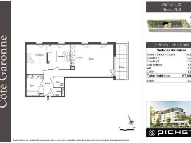 Appartement T3 67m2 à louer à Lormont | Pichet