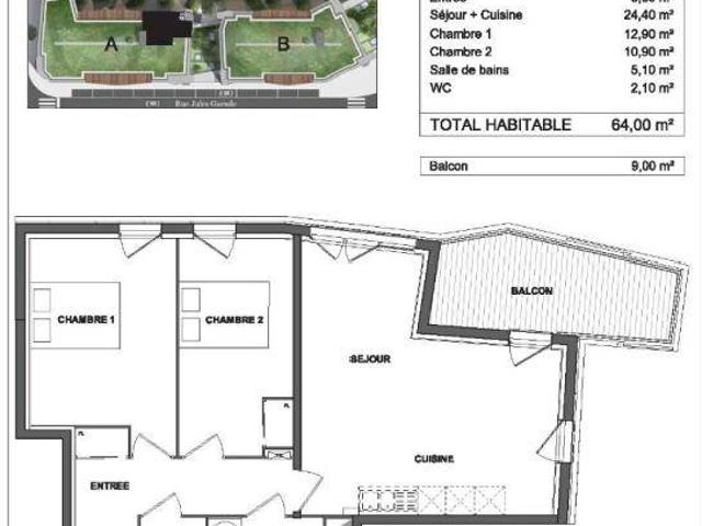 Appartement T3 64m2 à louer à Cenon | Pichet