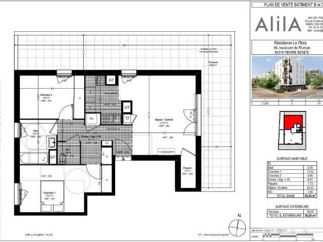 Appartement T3 65 m²
