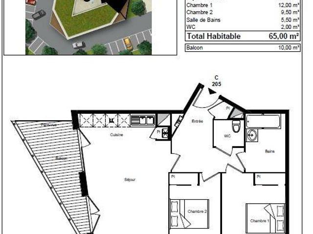 Appartement T3 65m2 à louer à Tourcoing | Pichet