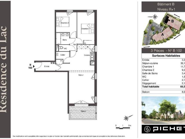 Appartement T3 66.5m2 à louer à Biscarrosse | Pichet