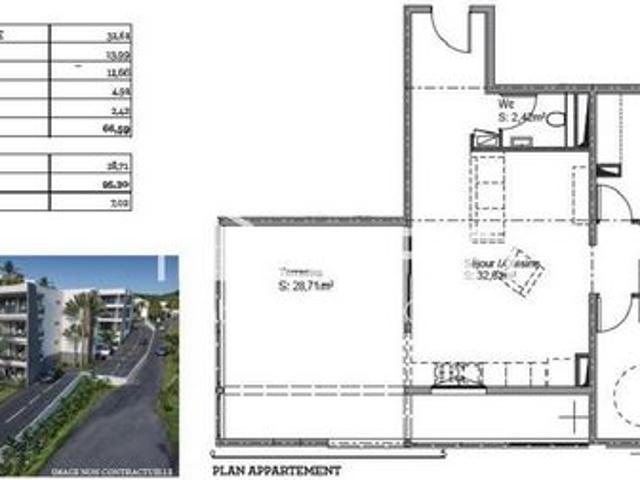 T3 en rez de chaussée – 95,30 m² de surface utile – Les Terrasses du Marin