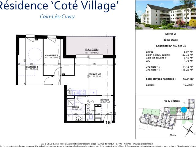 Appartement T3 avec extérieur Résidence Les Terrasses du Parc