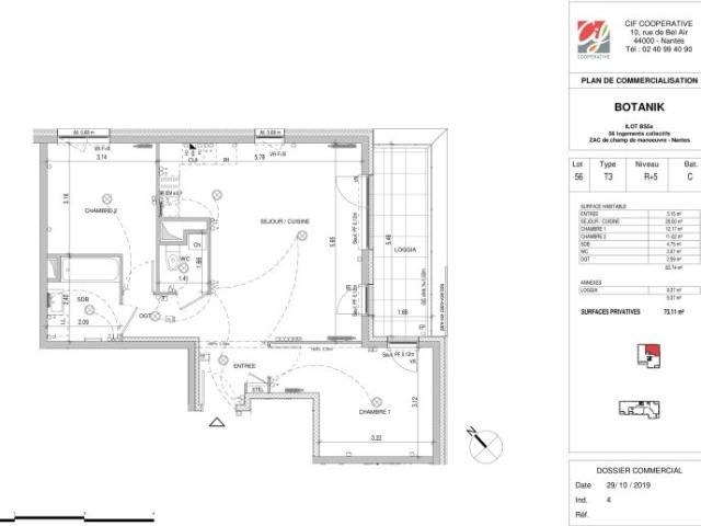 Appartement T3,Bat. Zac 3 Rue du Chene Jaunais Bat C, Nantes