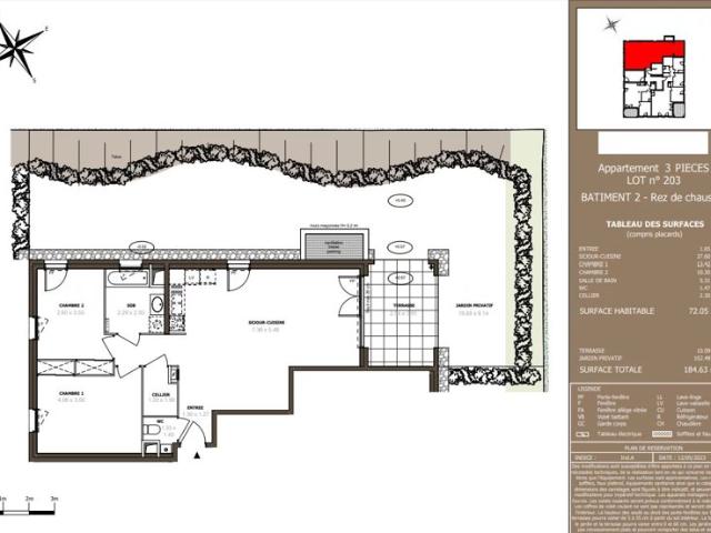 Appartement T3 de 72.05 m² en rez de jardin Thonon Les Bains