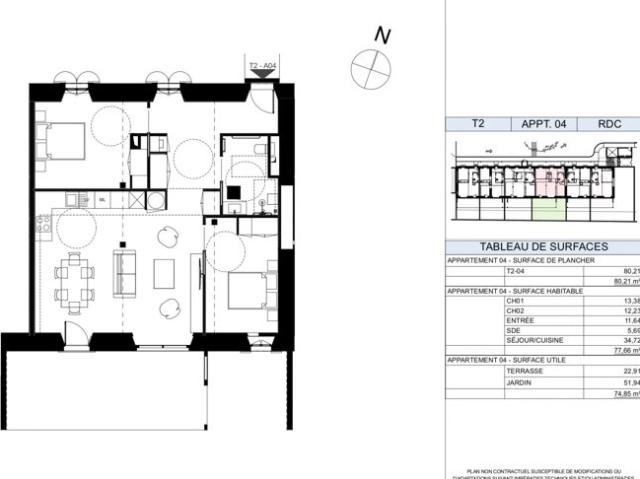 Appartement T3 de Standing 77 m² Habitables
