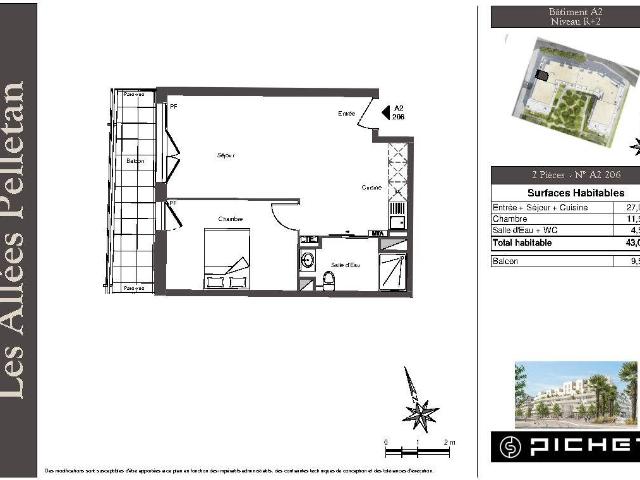 Appartement T2 43m2 à louer à Cenon | Pichet