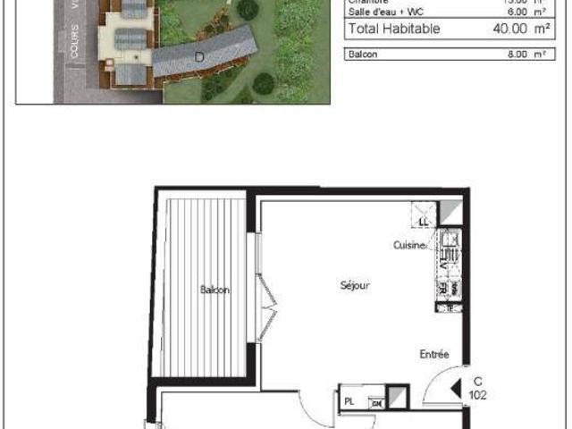 Appartement T2 40m2 à louer à Cenon | Pichet