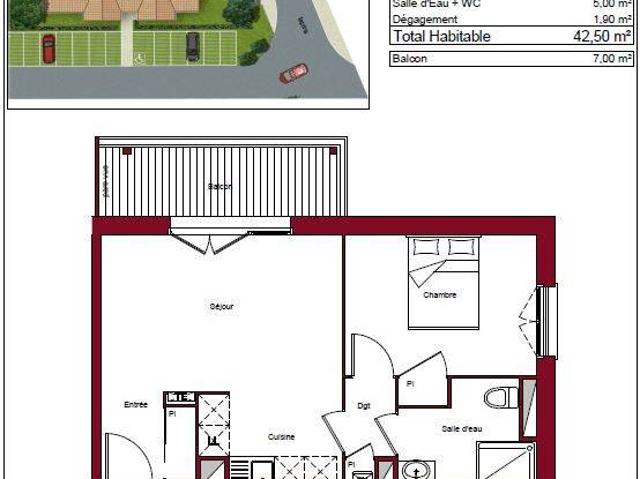 Appartement T2 42.5m2 à louer à Andernos les bains
