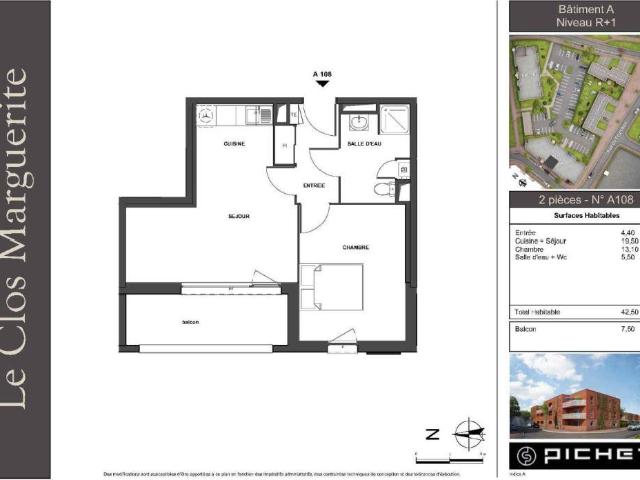 Appartement T2 42.5m2 à louer à Seclin | Pichet