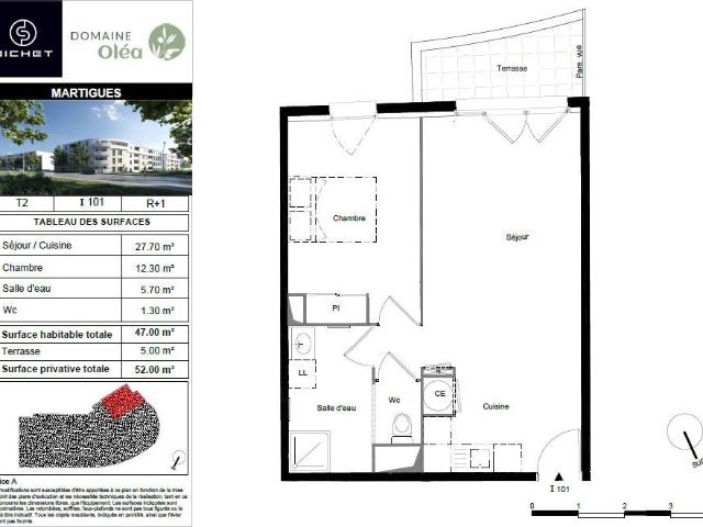 Appartement T2 47m2 à louer à Martigues | Pichet