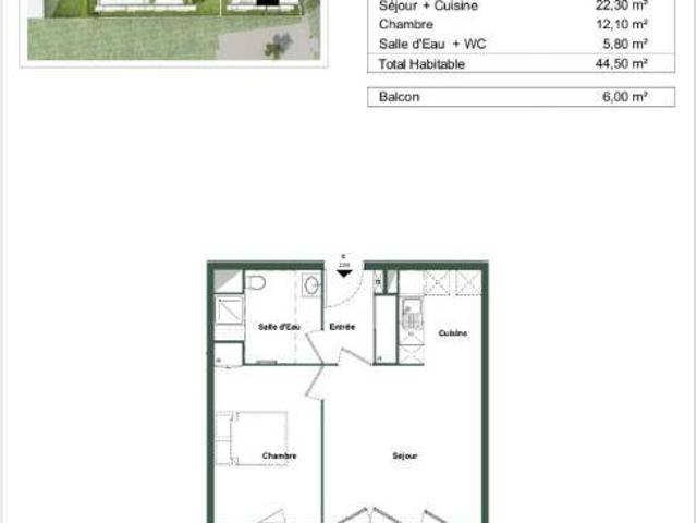 Appartement T2 44.5m2 à louer à Bruyères le châtel
