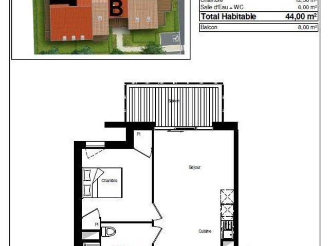 Appartement T2 44m2 à louer à Bassens | Pichet