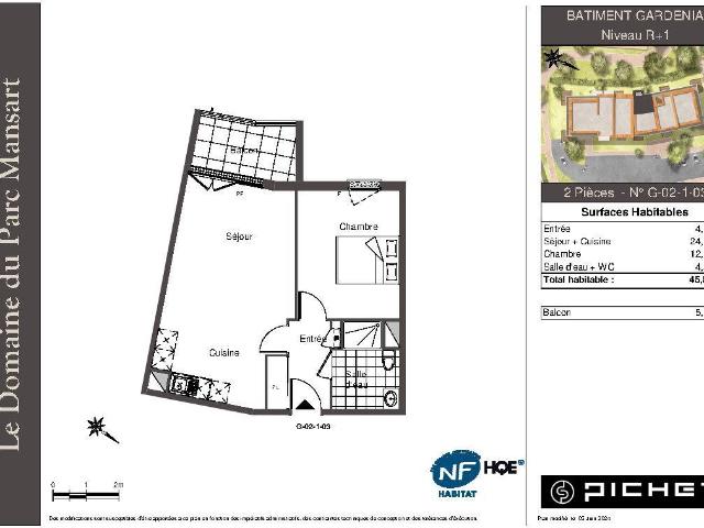 Appartement T2 45.5m2 à louer à Plaisir | Pichet