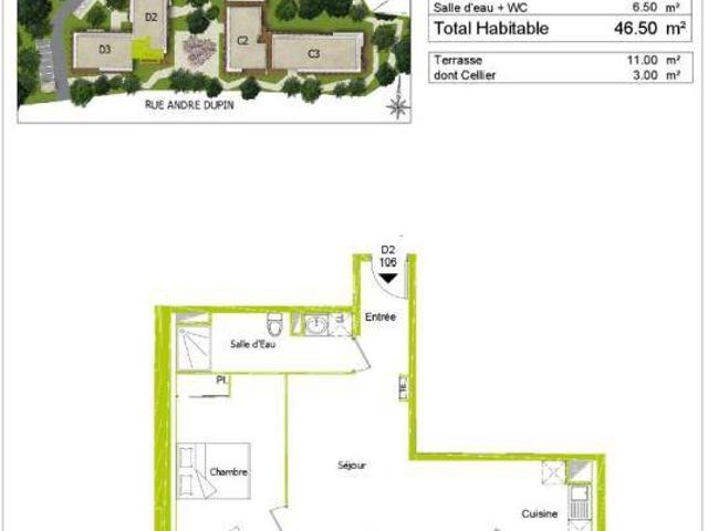 Appartement T2 46.5m2 à louer à Lormont | Pichet